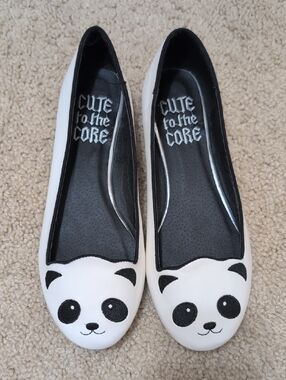 White & Black Panda Ballet Flats
